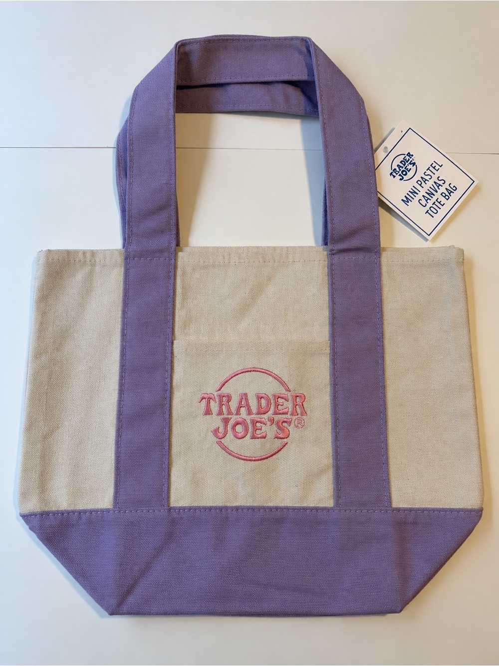 Trader Joe's Canvas Tote with Lavender Trim